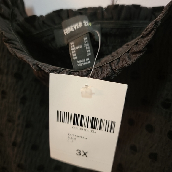NWT Forever 21 Black on Black Polka Dot Shirt Size 3XL - Picture 3 of 3